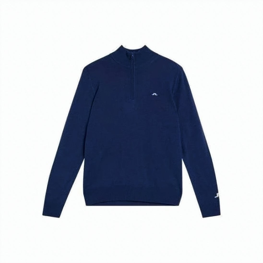 J Lindeberg Half-Zip Blue Merino Wool Sweater