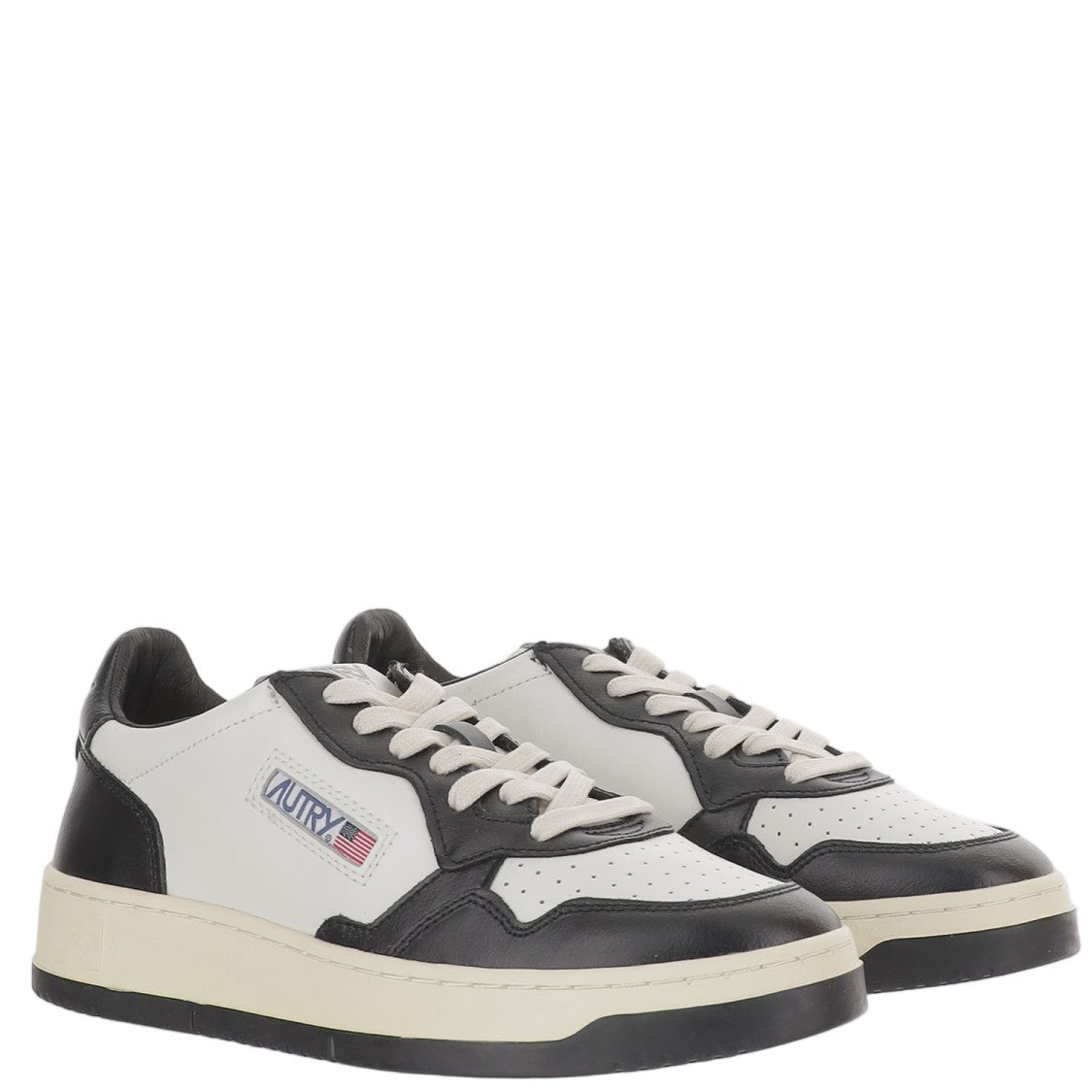 Autry Panel Design Leather Sneakers With Front Lacing