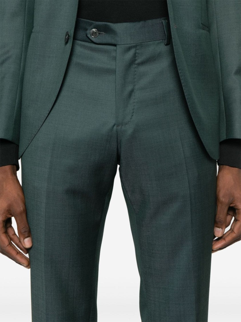 Luigi Bianchi Double-Breasted Forest Green Wool Suit