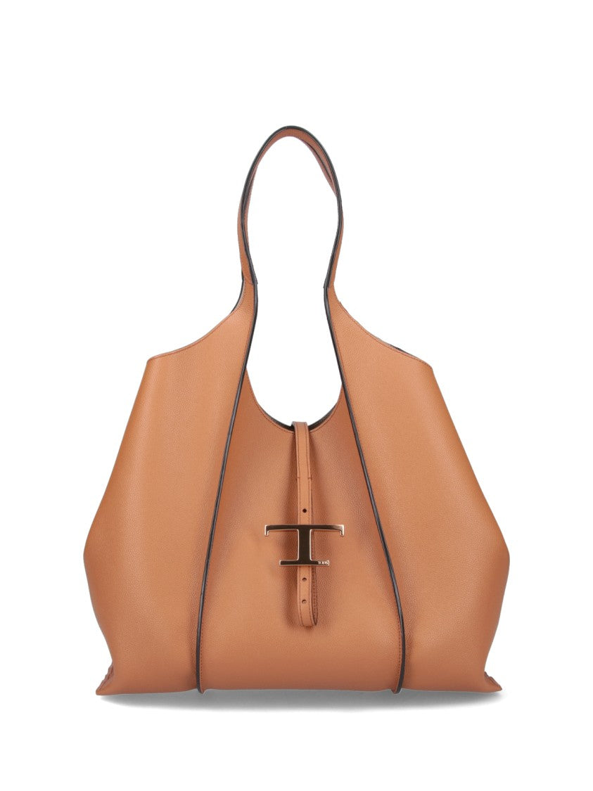Tod's Spacious Hammered Calf Leather Tote Bag