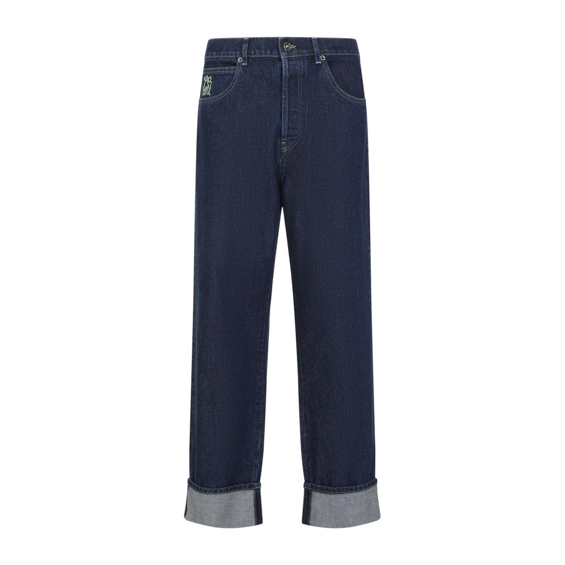Marni Five-Pocket Blue Denim Jeans With Logo Embroidery
