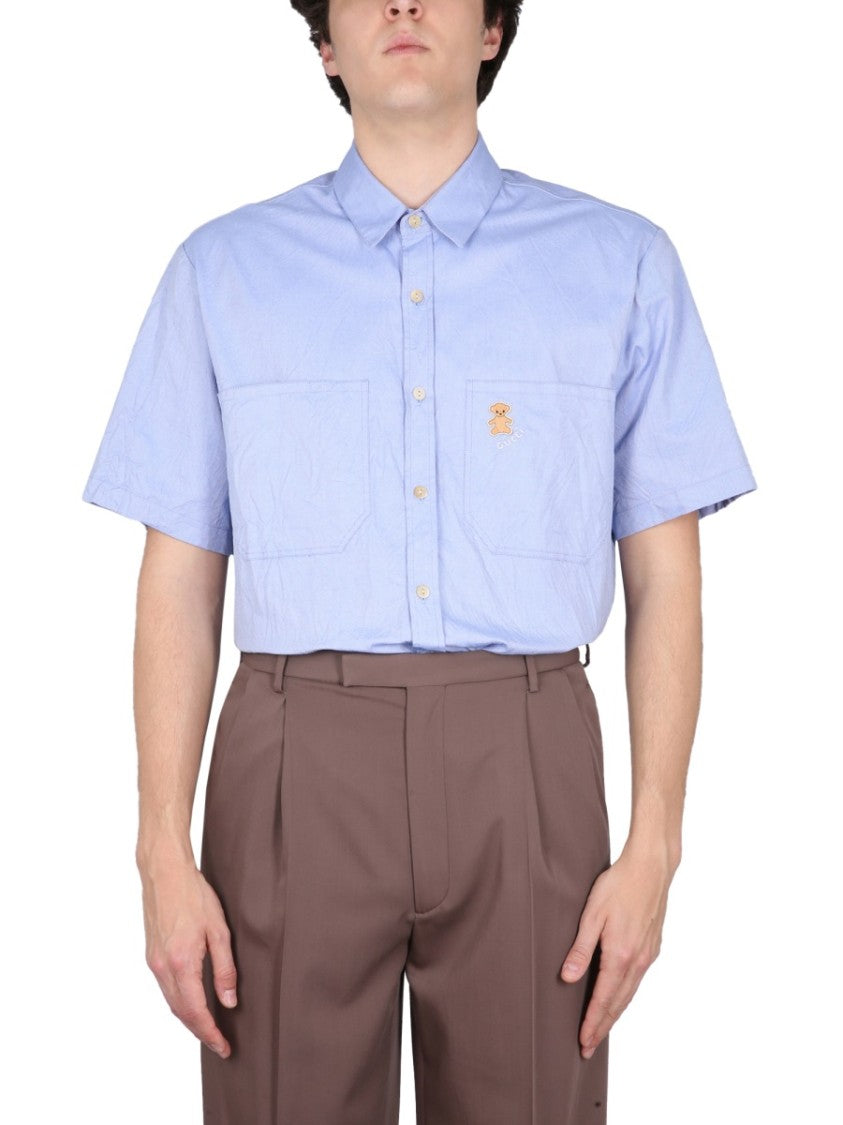 Gucci Casual Shirt With Bear Embroidery On Pocket