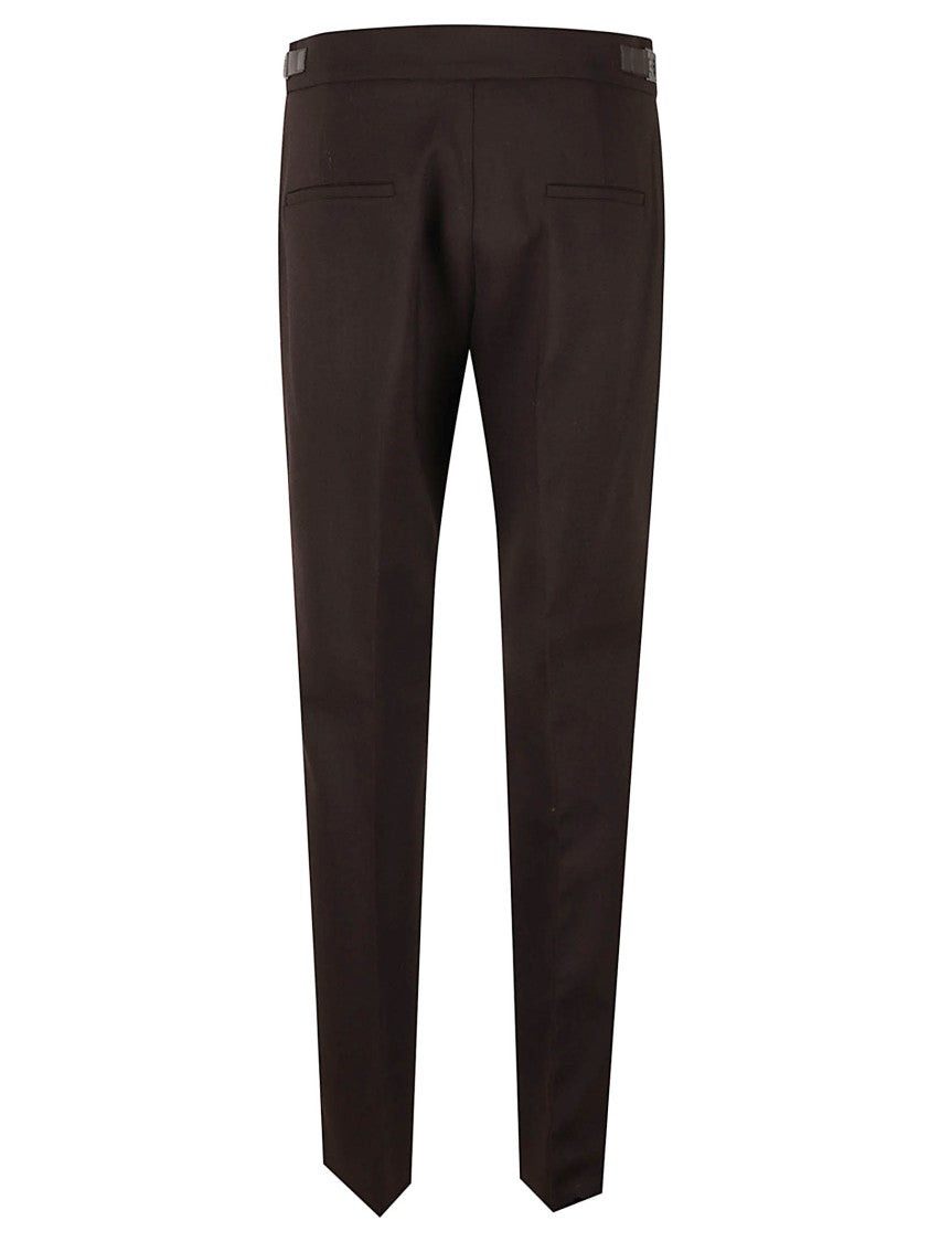 Max Mara Slim Tapered Tailored Pants With Leather Belt Detail