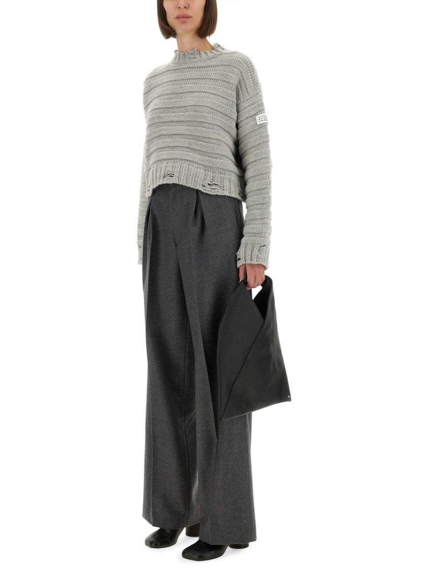 Mm6 By Maison Margiela Wide-Leg Tailored Pants In Soft Virgin Wool
