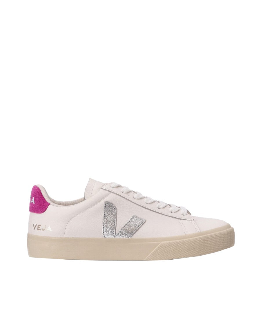 Veja Campo Chromefree Sneakers In White, Silver, Ultraviolet