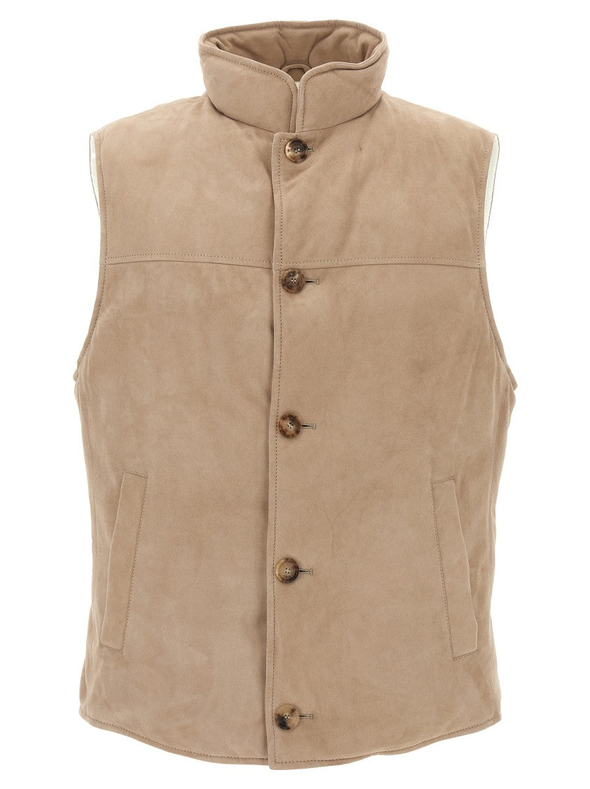 Brunello Cucinelli Suede Vest With Goose Down Padding
