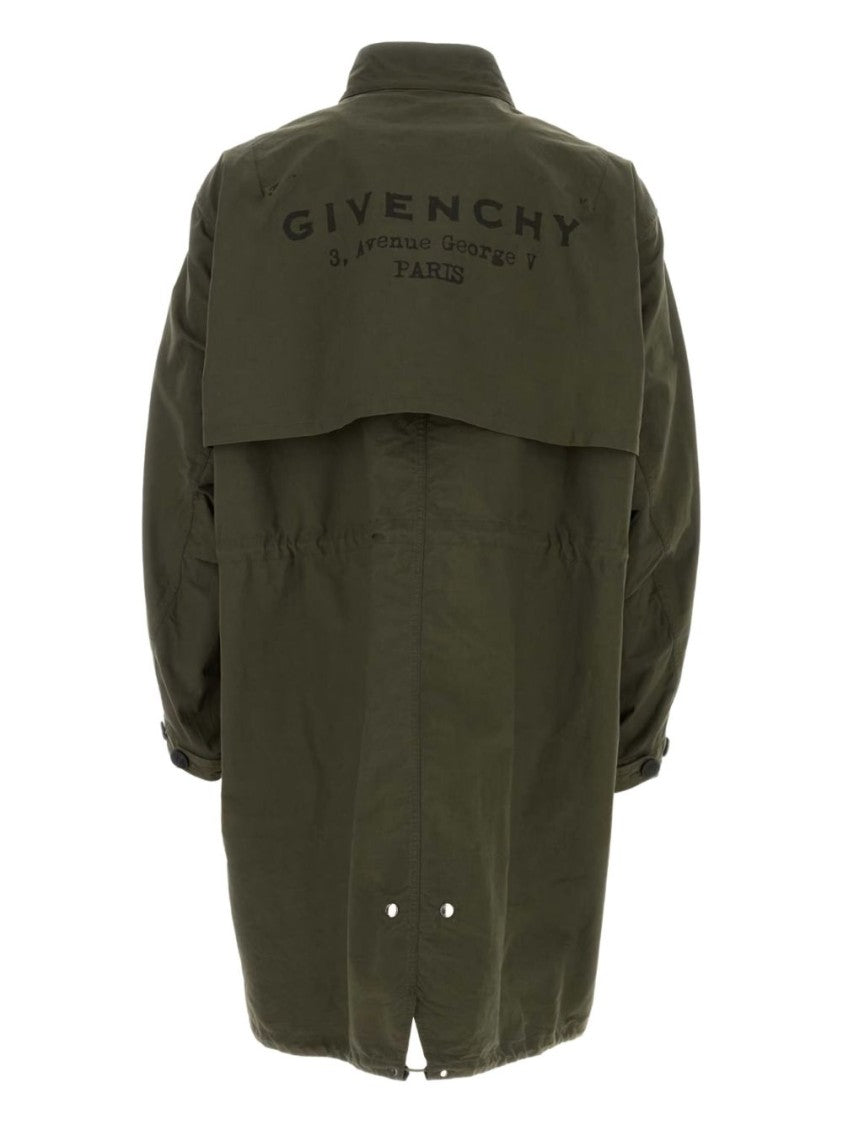 Givenchy Olive Green High Neck Drawstring Coat