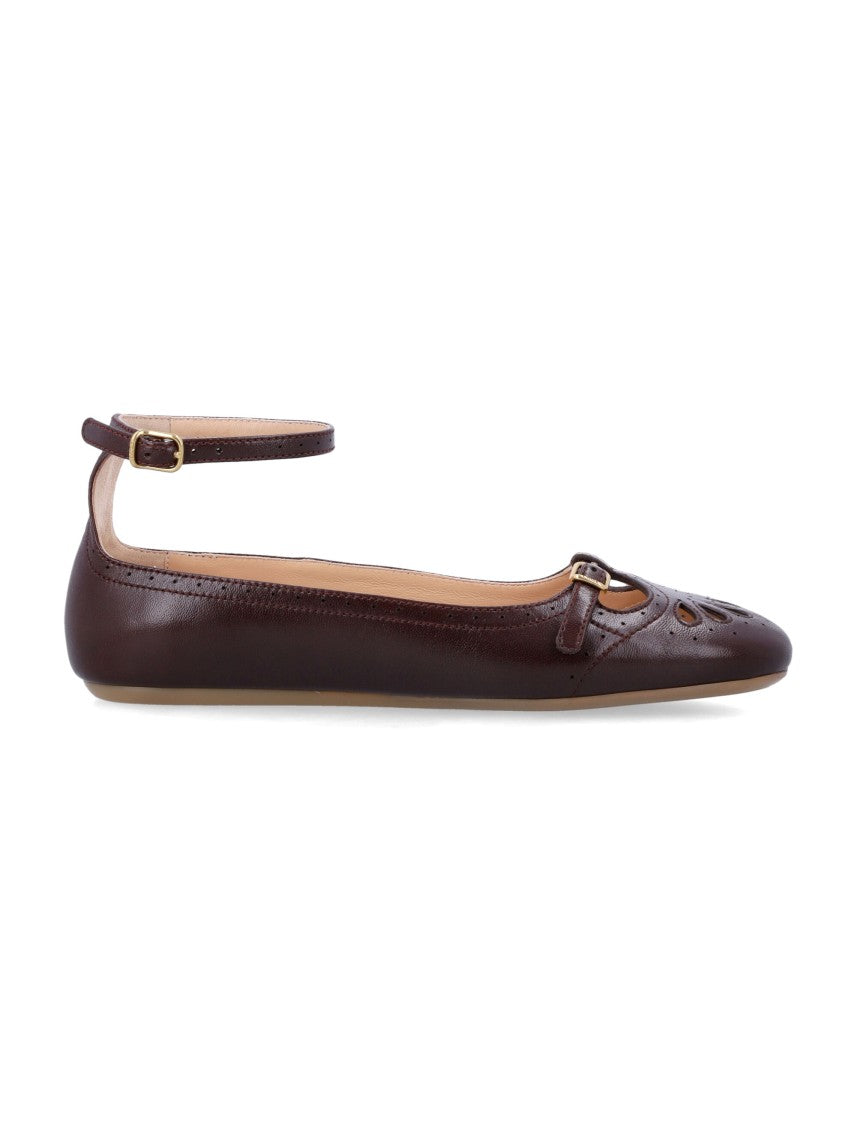 Chloé Misty Round Toe Leather Ballerina Flats