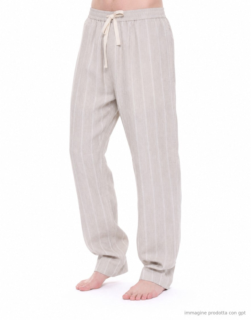 East Harbour Surplus Light Grey Oxnard Striped Linen Trousers