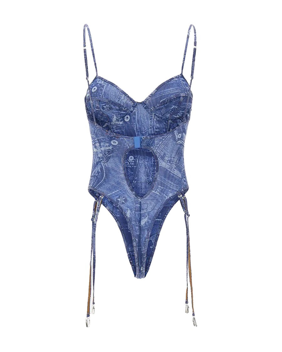 Diesel Bridget-Dnm Indigo Corset-Inspired Bodysuit