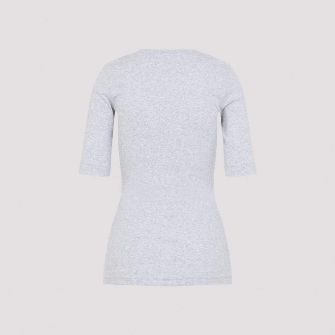 Brunello Cucinelli Heathered Grey Fitted T-Shirt With Deep V-Neck