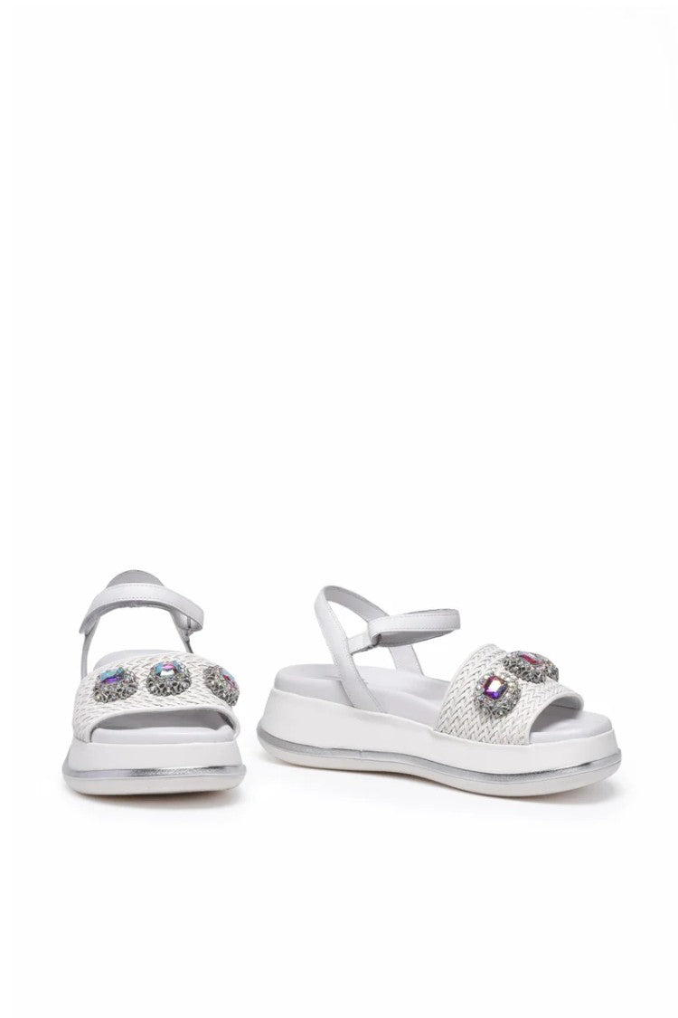 Gio + White Leather Rubber Wedge Sandal