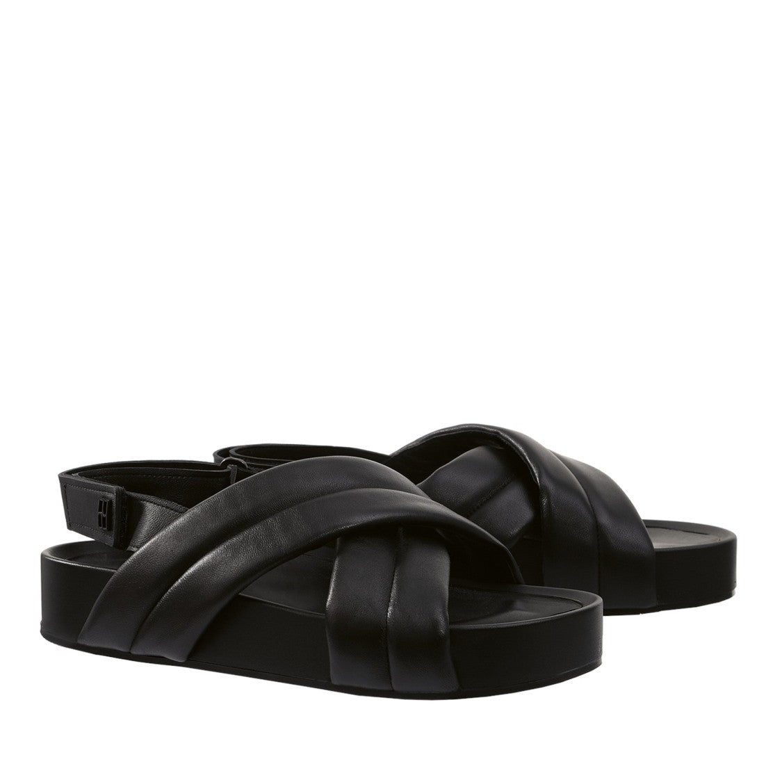 Högl Black Wedge Padded Leather Sandals