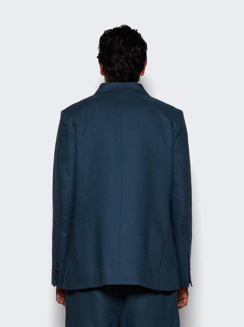 Bode Lightweight Double-Breasted Suit Jacket - Teal