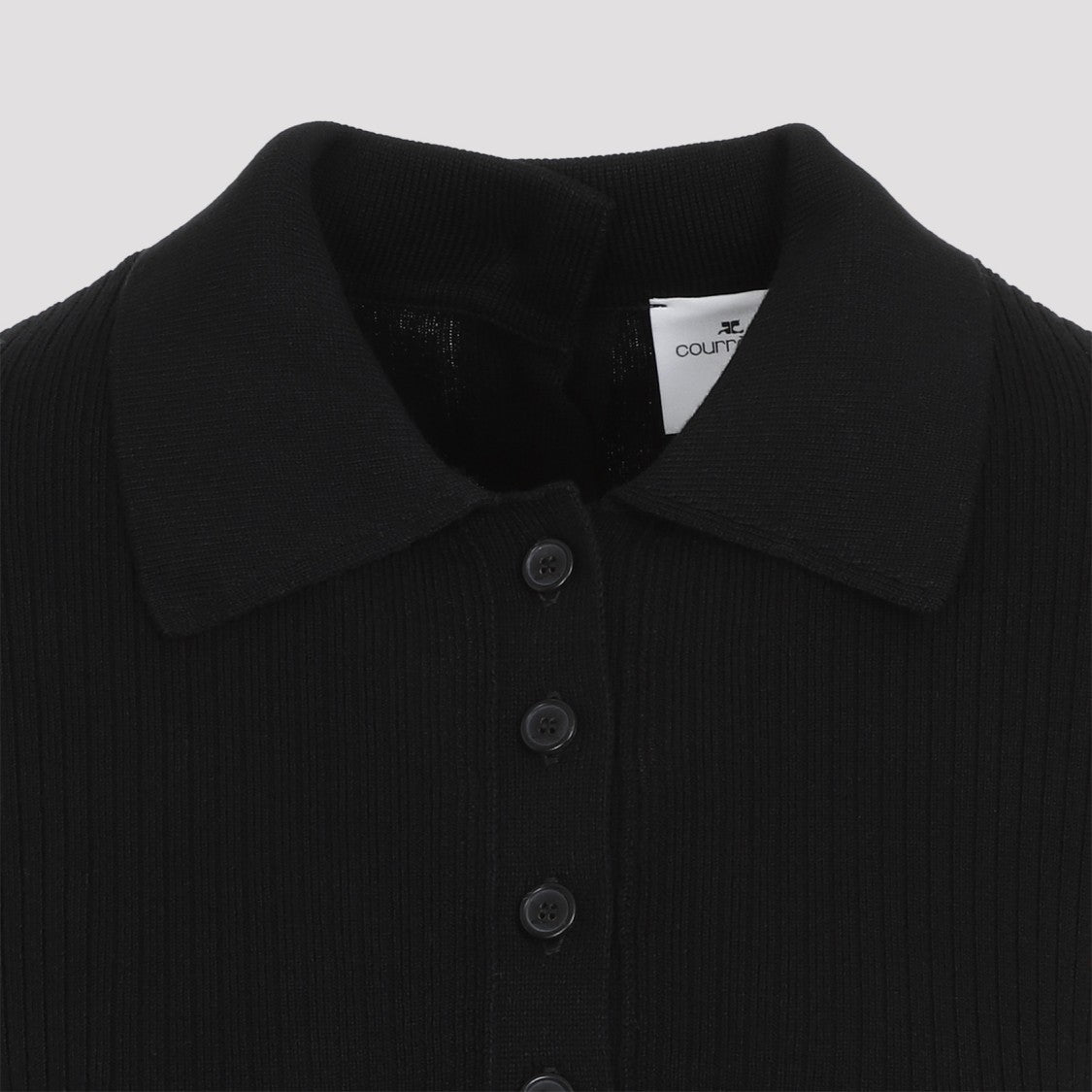 Courrèges Multi Buttons Black Organic Cotton Midi Dress