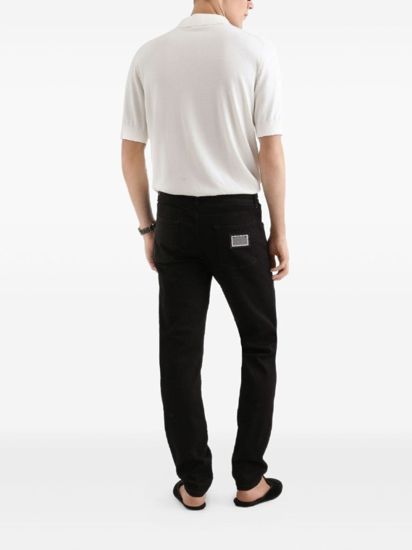 Dolce & Gabbana Slim Fit Black Denim Jeans With Subtle Branding