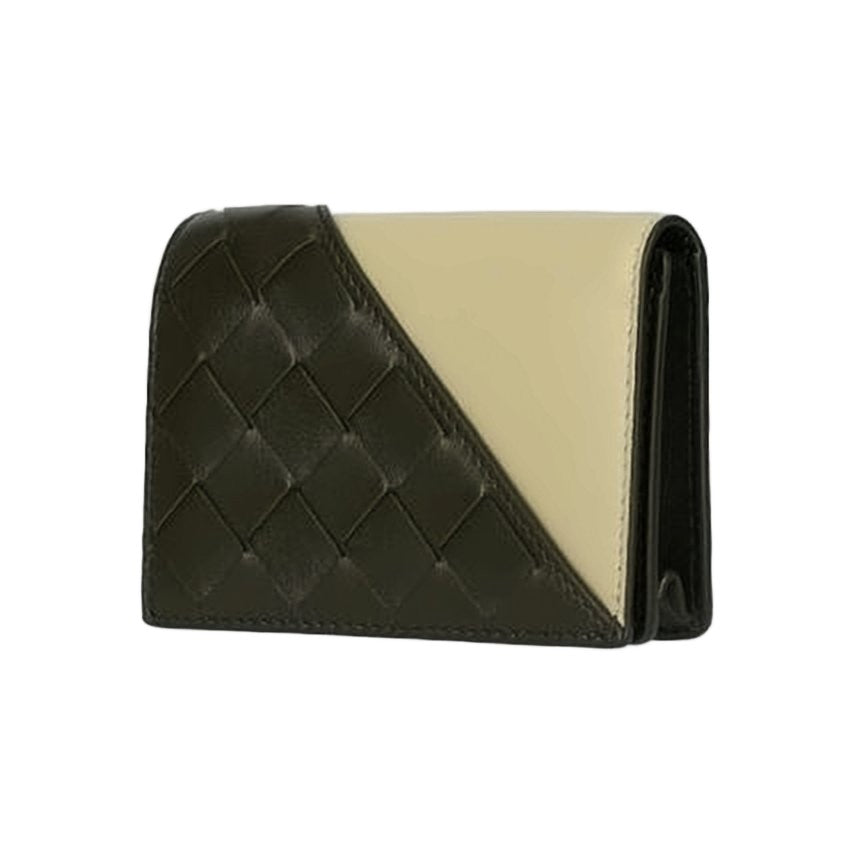 Bottega Veneta Two-Tone Woven Lambskin Compact Wallet