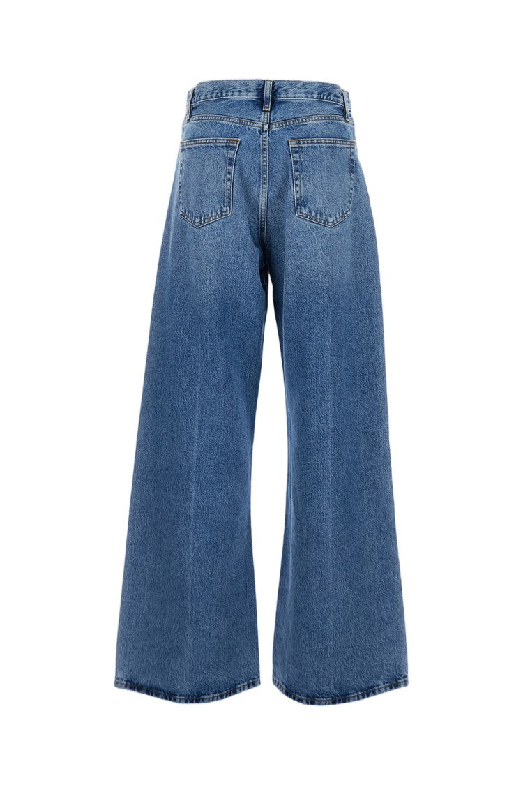 Frame Light Blue Wide Leg Denim Jeans With Classic Five-Pocket Design