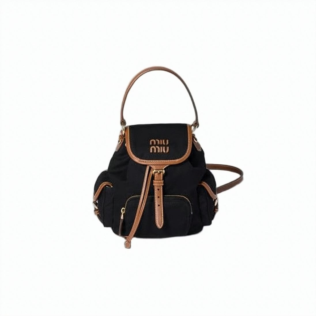 Miu Miu Canvas And Leather Backpack With Functional Design