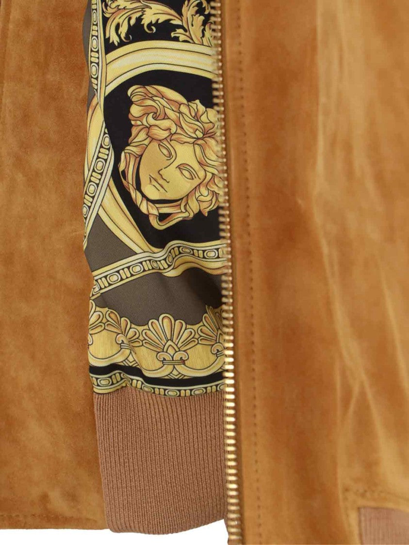 Versace Suede Leather Bomber Jacket – Brown