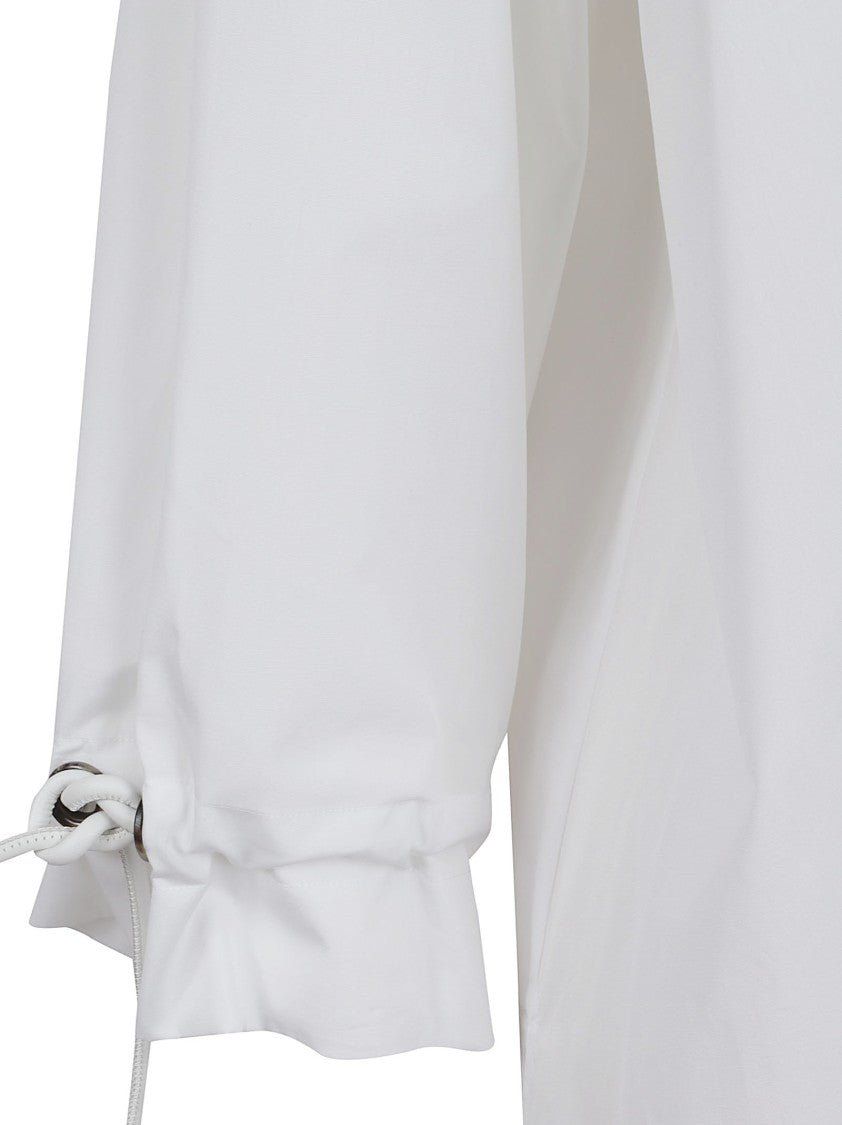 Max Mara White Cotton Shirt With Classic Collar And Gathered Cuffs