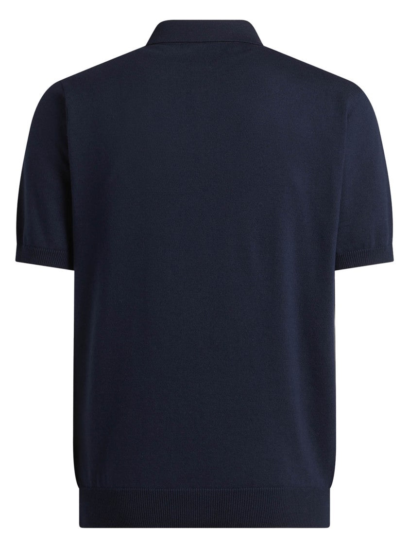 Etro Blue Short-Sleeved Jacquard Paisley Polo