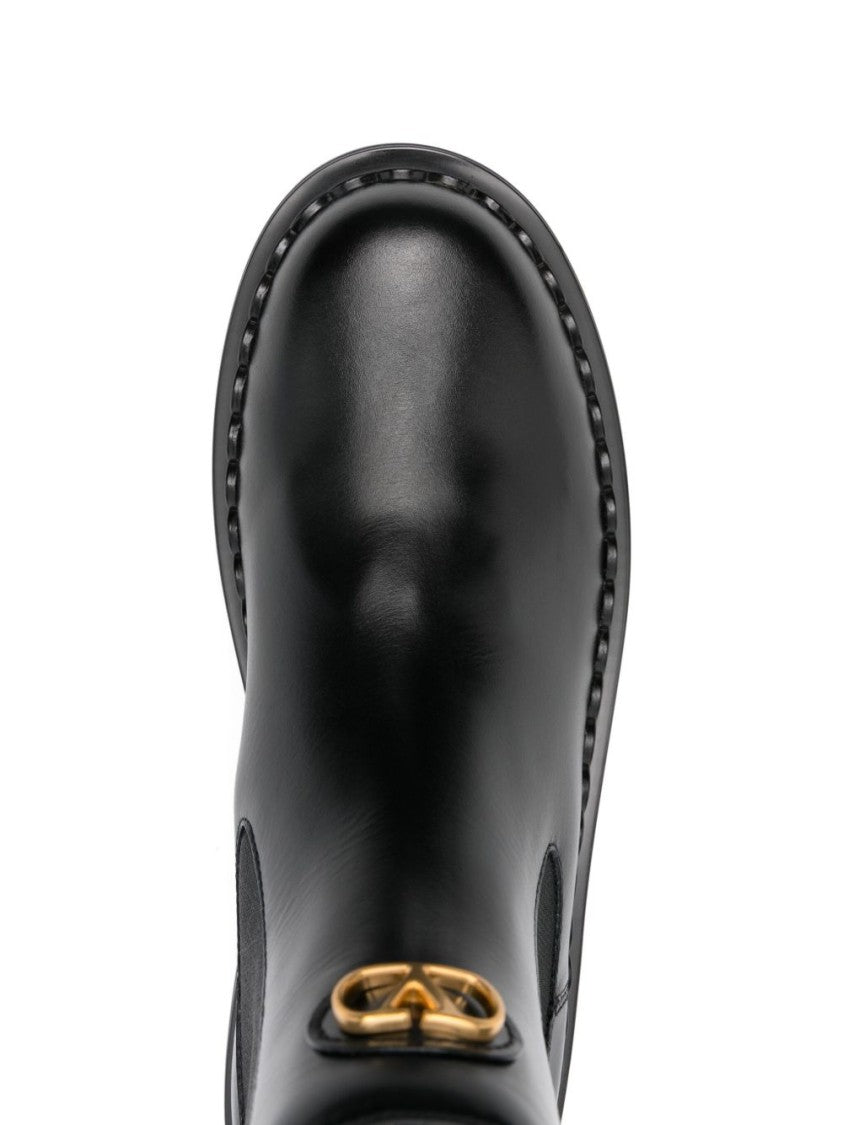 Valentino Garavani Sleek Black Leather Flats