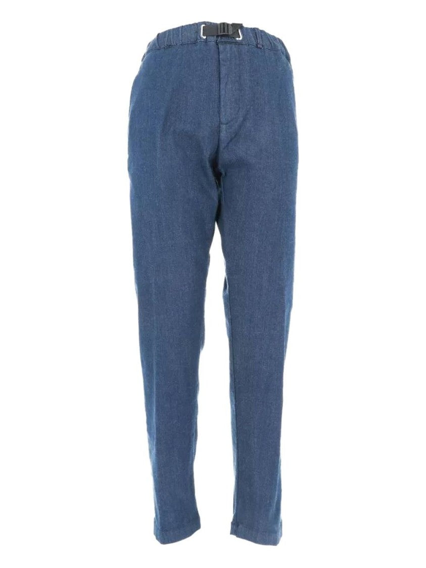 White Sand Straight-Leg Blue Trousers With Tapered Fit