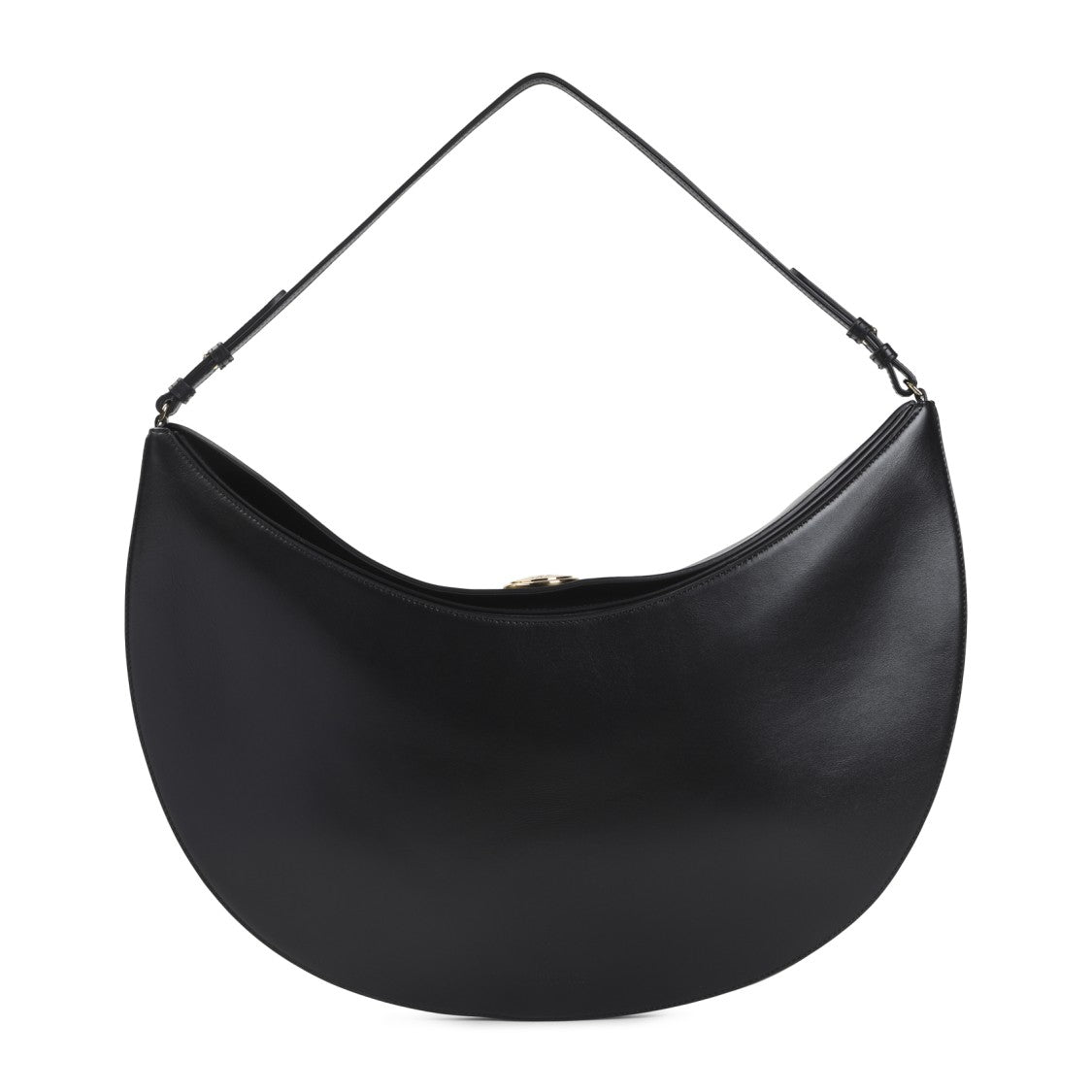 Jacquemus Crescent-Shaped Black Leather Handbag With Gold-Tone Clasp