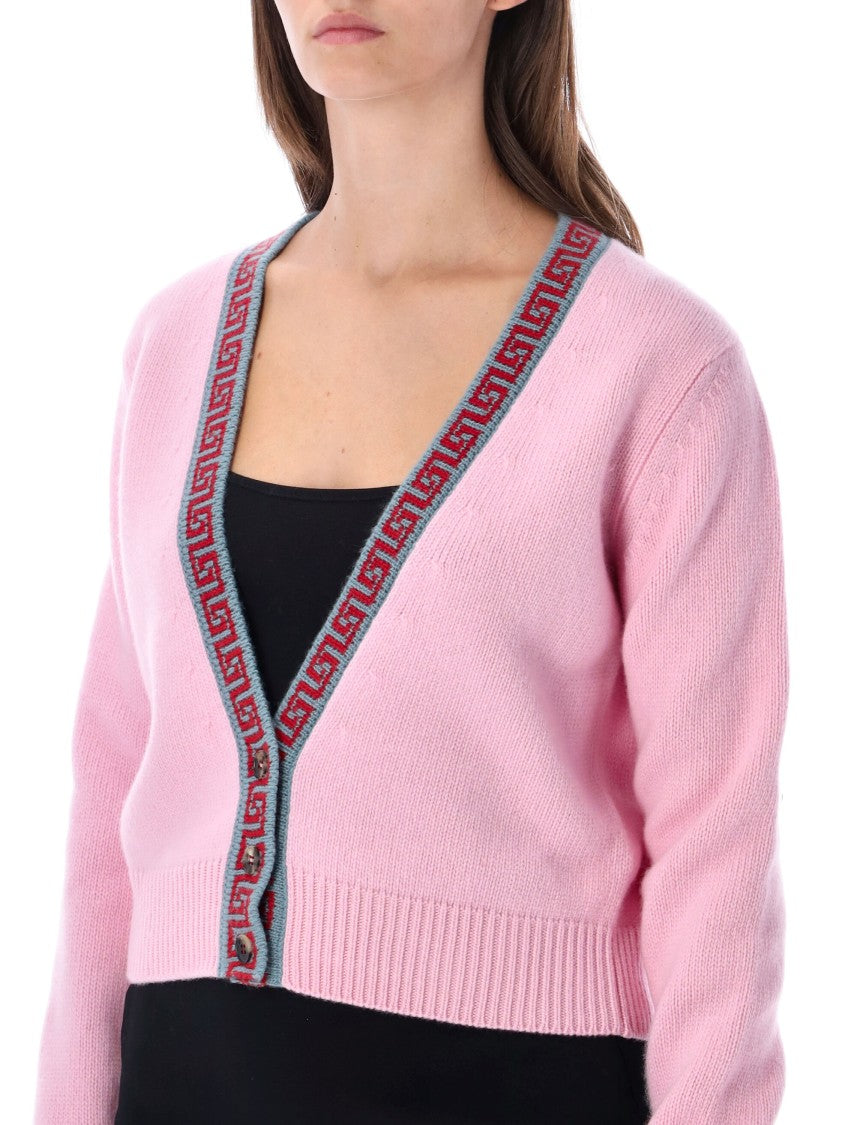 Versace Cropped Greca Border Knit Cardigan