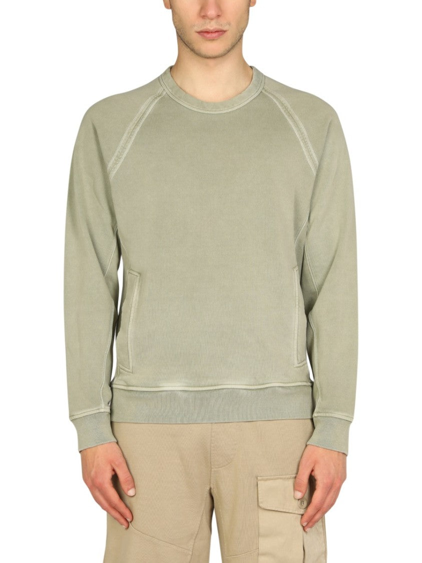 Ten C Cross-Neck Sweatshirt With Ribbed Details