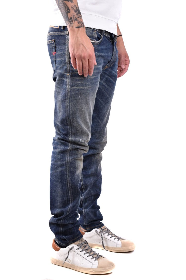 Diesel Grey Cotton-Elastane Distressed Jeans