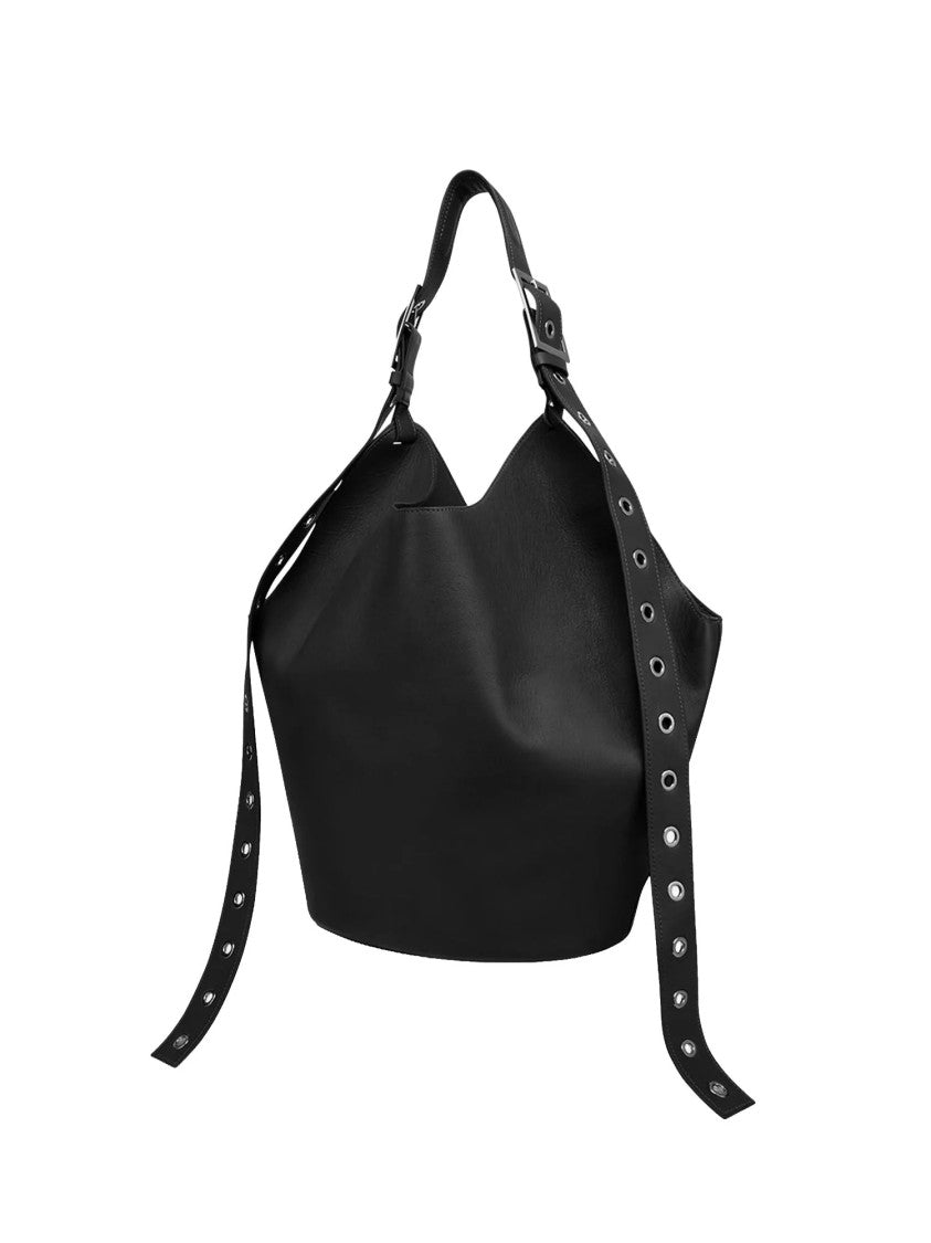Dondup Black Big Hobo Leather Bag