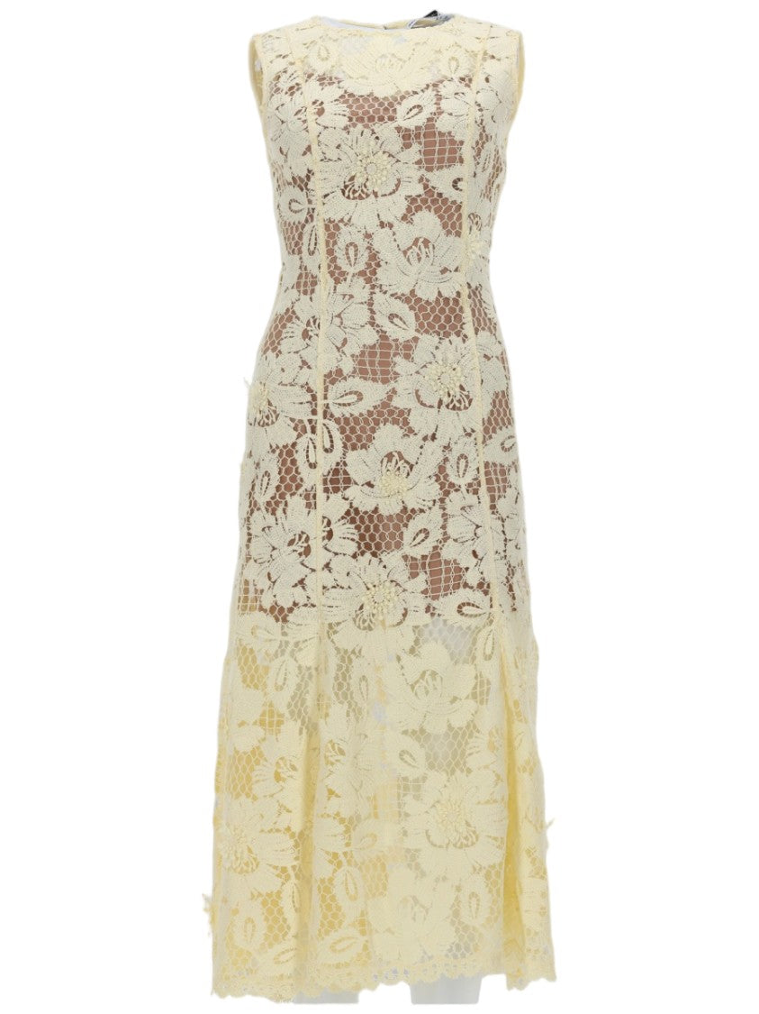 Self-Portrait Fitted Detailed Floral Crochet Dress