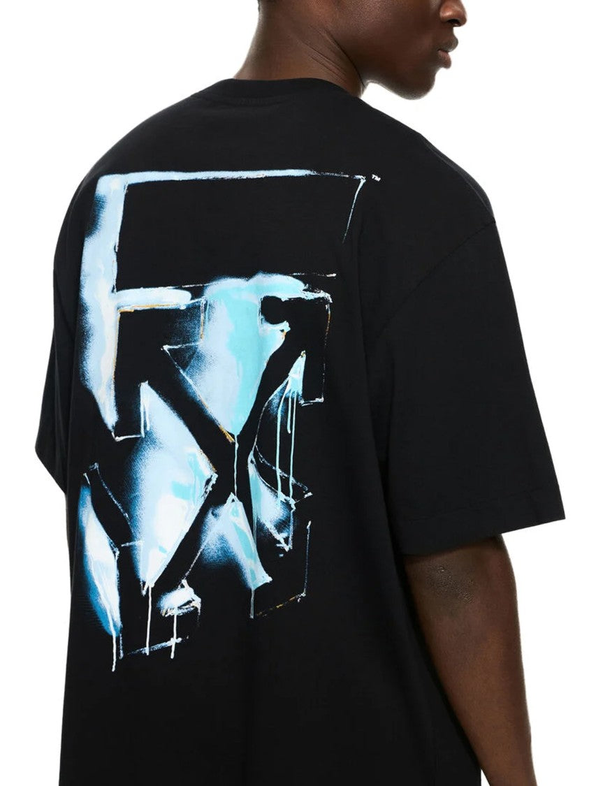 Off-White Black Abstract Paint Arrow Cotton T-Shirt
