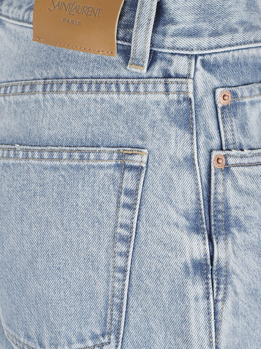 Saint Laurent High-Waisted Straight Leg Jeans With Classic Pocket Design
