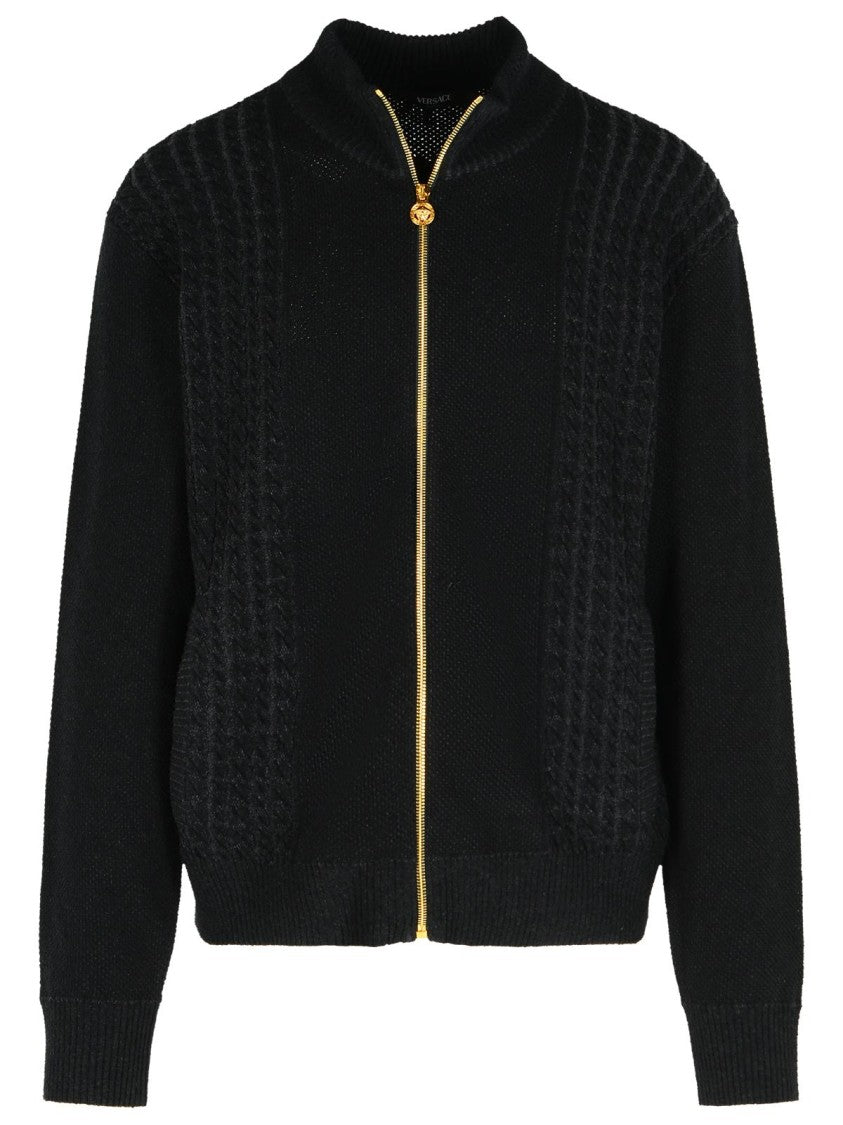 Versace Black Cotton Blend Sweater