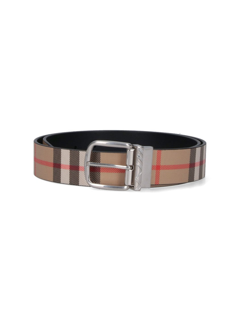 Burberry Reversible Check Belt With Leather