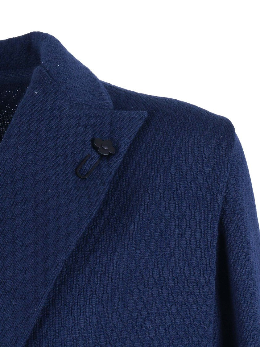 Lardini Double Breasted Textured Knit Blazer