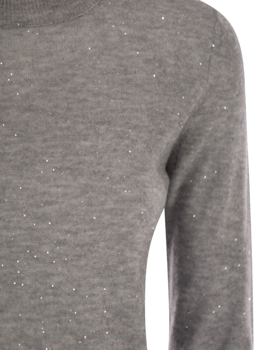 Fabiana Filippi High-Necked Wool Sweater With Sequins