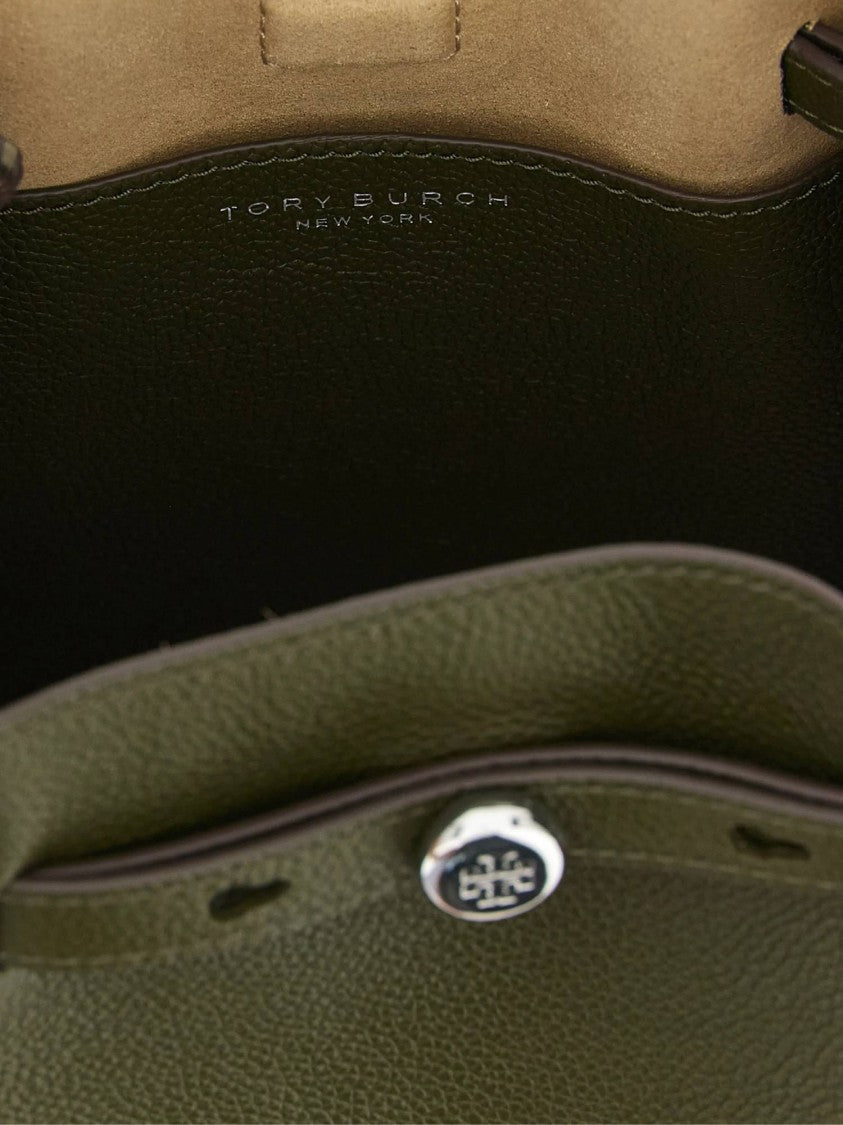 Tory Burch Romy Adjustable Strap Textured Leather Bucket Bag