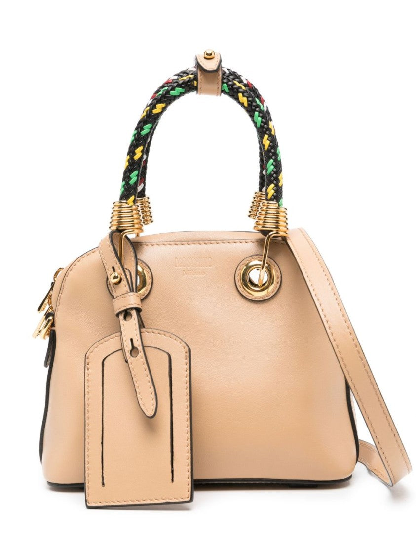 Moschino Sand Beige Structured Gold Hardware Bag