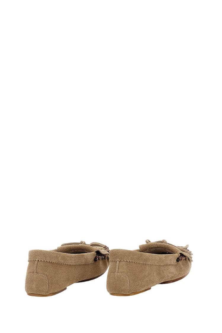 Paris Texas Fringe-Detailed Grey Suede Loafers