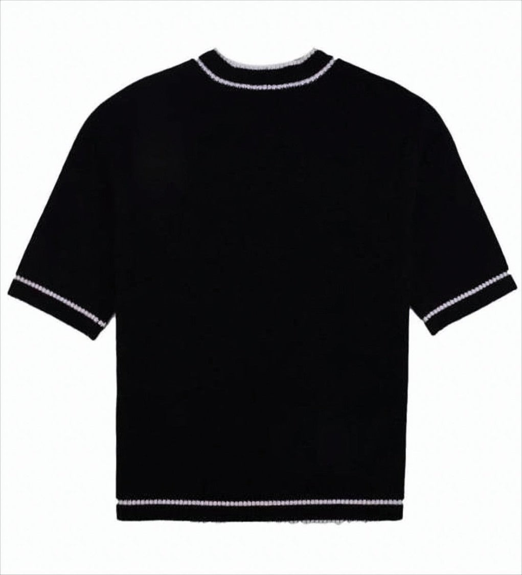 Max Mara Short-Sleeved Sweater With Contrasting Trim And Minimalist Design