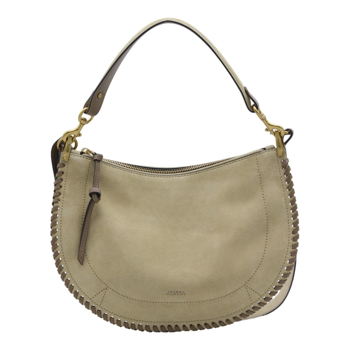 Isabel Marant Crescent-Shaped Suede Handbag With Whipstitch Details
