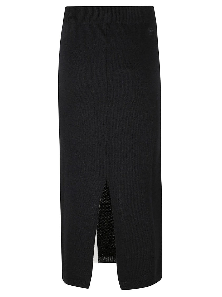 Ermanno Firenze Knee-Length Black Skirt With Ribbed Waistband