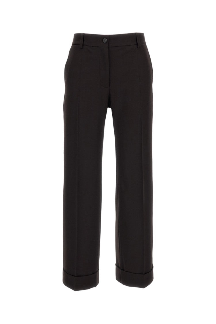 Alberto Biani Brown Charlie Tailored Wool Straight-Leg Pants