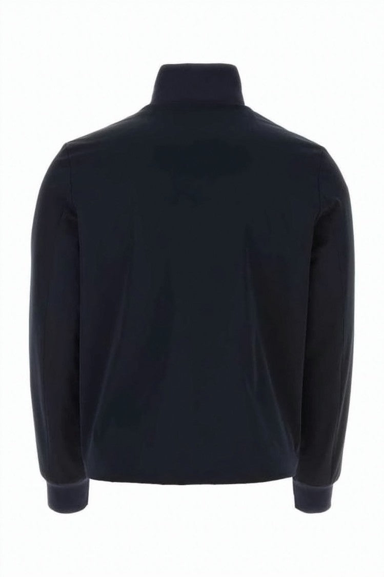 Prada Minimalist Black Bomber Jacket With Ribbed Cuffs