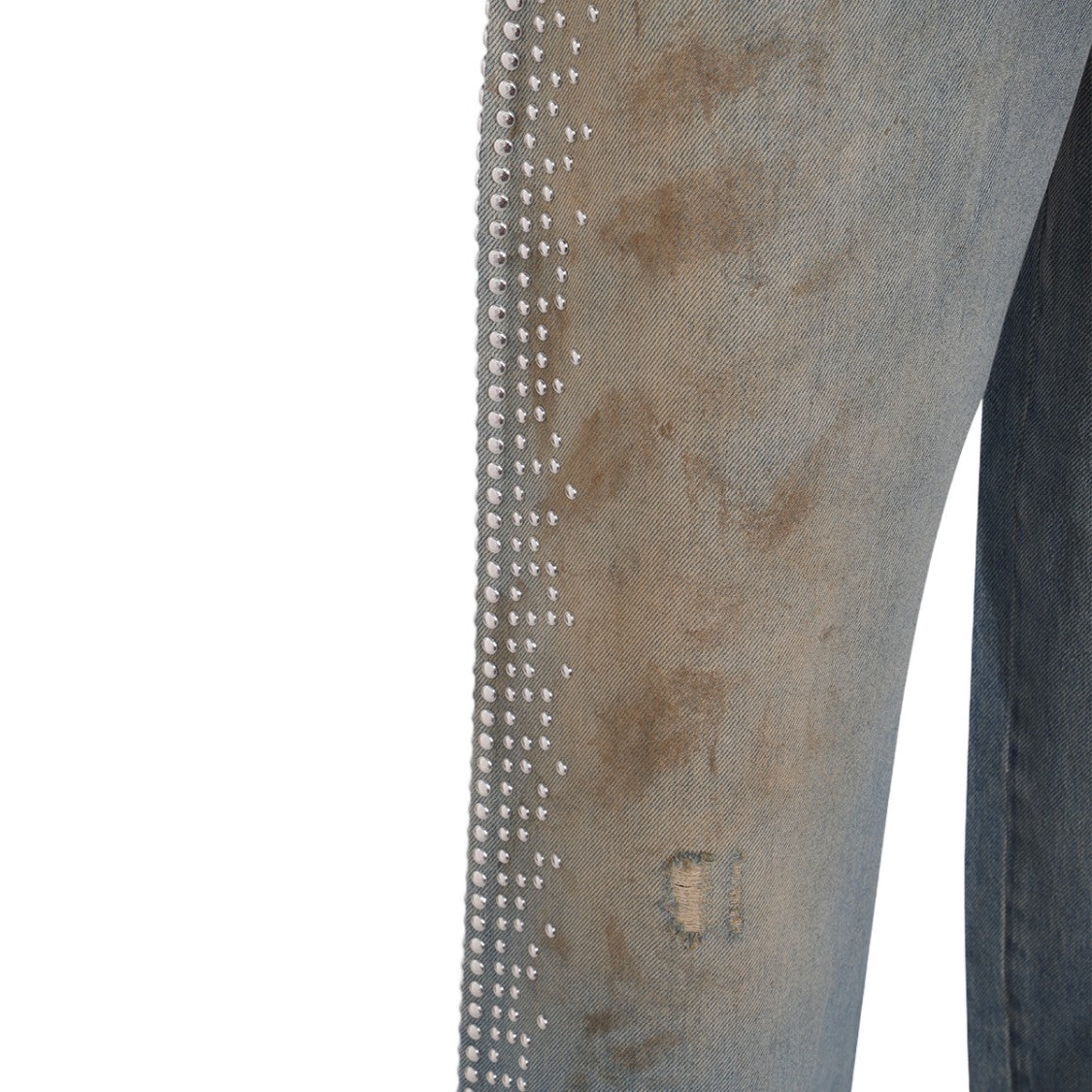 Golden Goose Distressed Light Blue Jeans With Silver-Tone Studs
