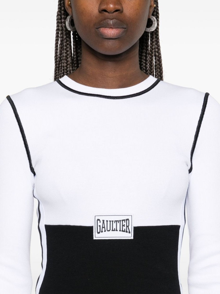 Jean Paul Gaultier Fitted Black/White Long Dress